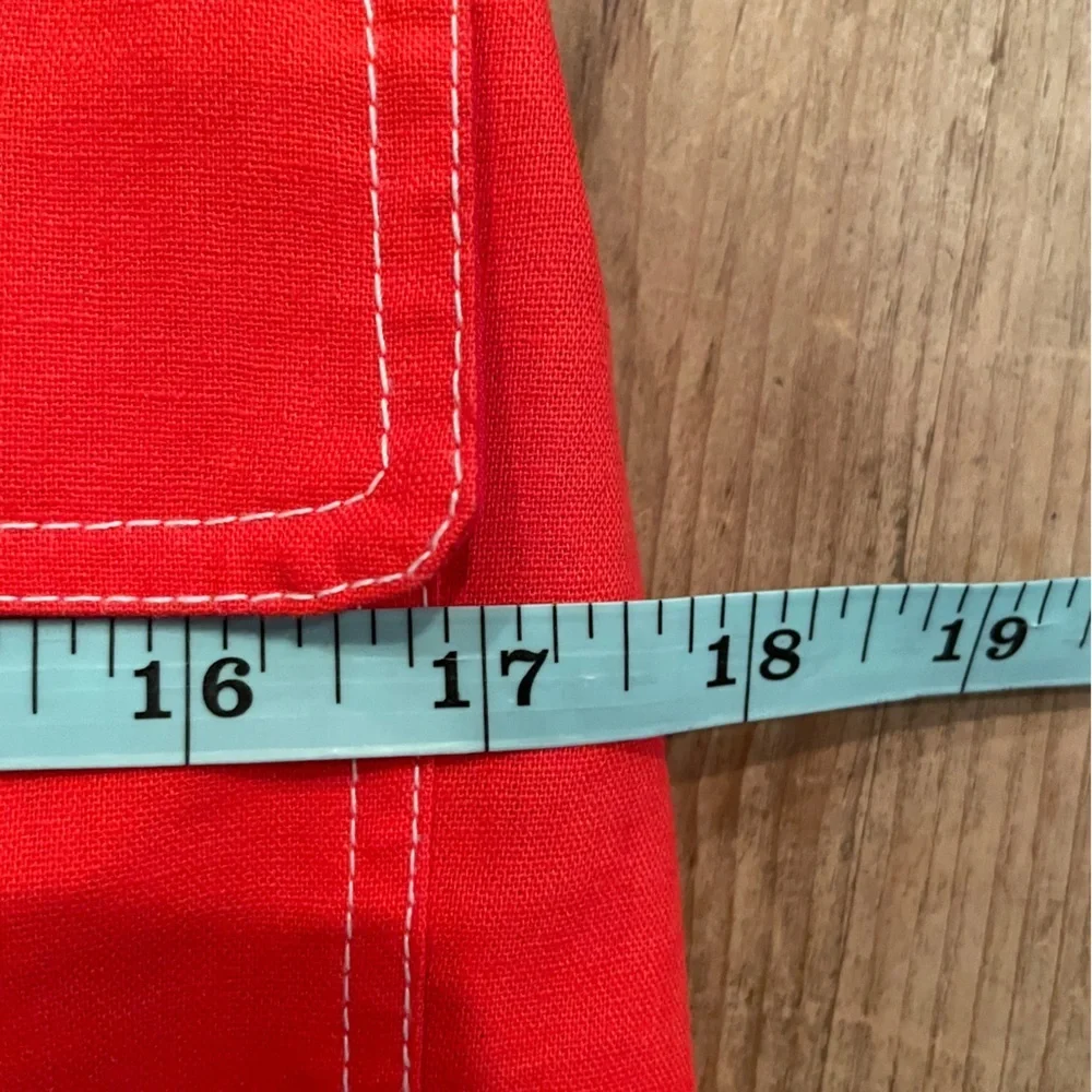 NWOT J. Crew Pencil Skirt cotton linen front tie tortoise shell buttons preppy O